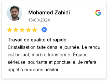 Avis vérifiés sur le service de Cristallisation du Marbre Casablanca